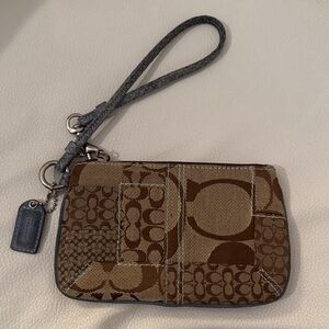 Coach Brown and Tan Patchwork Wristlet